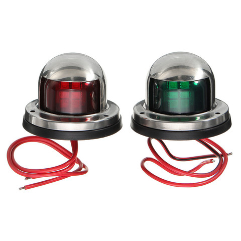 Red & Green Stainless Steel 12V LED Bow Navigation Light Red Green Sailing Signal Light for Marine For Boat Yacht Warning Light ► Photo 1/6