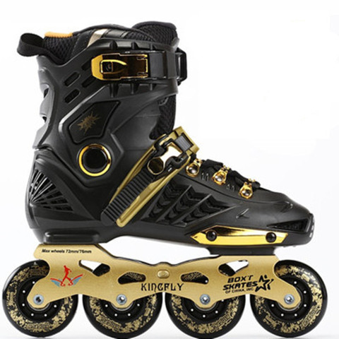 Adult Roller Skates Inline Roller Skates For Men And Women, Black Gold Roller Skates, Flat Flower Single Row Roller Skates ► Photo 1/6