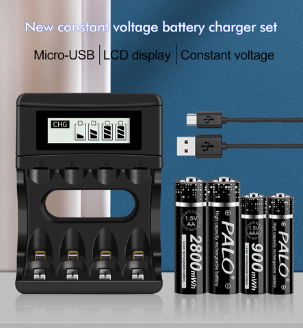 Palo Recharger Battery 1.5V AA 2800 mAh+1.5V AAA 900 mAh Li-ion Rechargeable Batteries + Battery Charger For Toys, Clock ► Photo 1/6