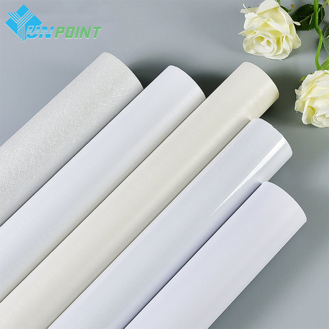 Waterproof Wall Papers Self-adhesive Pure White Decorative Film Cupboard Wardrobe Door Desktop Furniture Renovation Wall Sticker ► Photo 1/6