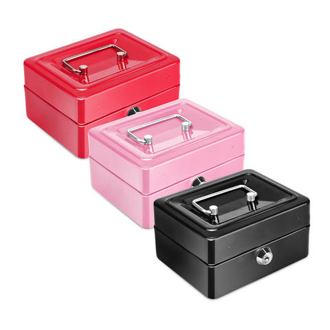 Metal Cash Box Cash Register Portable Coin Cash Money Box with Lock Cashier Box Deposit Box Storage Box Home Decoration ► Photo 1/6