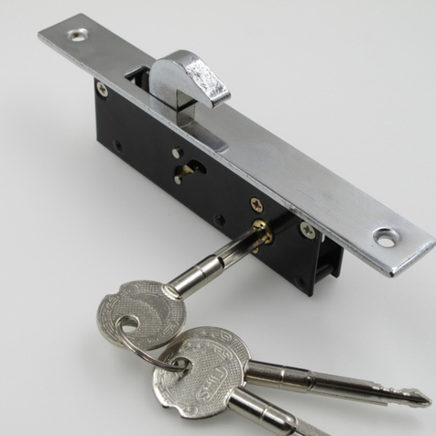 Sliding Glass Door Replacement Mortise Lock with Adapter Plate and Keys, 4mm Screw Holes, for Door of 35-45mm Thickness ► Photo 1/6