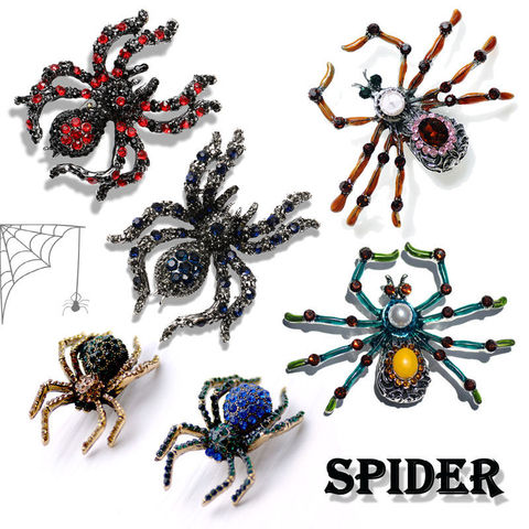 Morkopela Spider Enamel Brooch Insect Rhinestone Pin Women Men Brooches Simulated Spiders Scarf Clip Clothes Pins Jewelry ► Photo 1/6