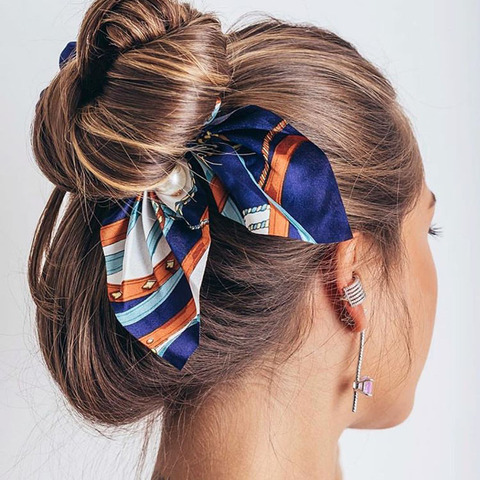 Silk Hair Tie Hair Band Hair Scrunchie With Bow Ribbon Hair Tie 