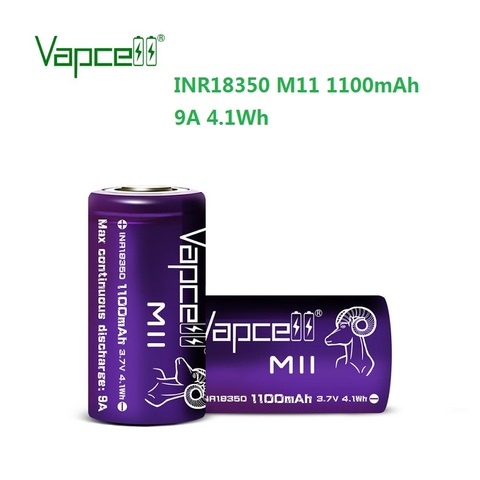 Free shipping Vapcell purple new version 18350 M11 1100mah 9a mooch/HKJ test 3.7V lithium Battery for flashlight/Electric tools ► Photo 1/6