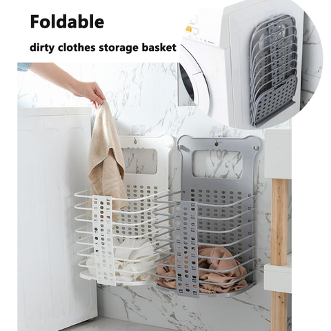 Hanging Laundry Basket Folding Dirty Clothes Storage Box Organizer Portable Space with Handle Home Clothes Towel and Toy Storage ► Photo 1/6