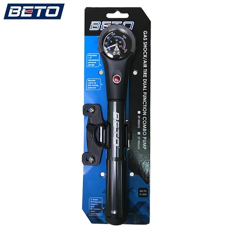 BETO Road Bike Combo Pump 300psi Bicycle Shock Fork Pump MTB Presta Schrader Inflator Cycling Hand Pump Bike Tire Air Pumping ► Photo 1/6