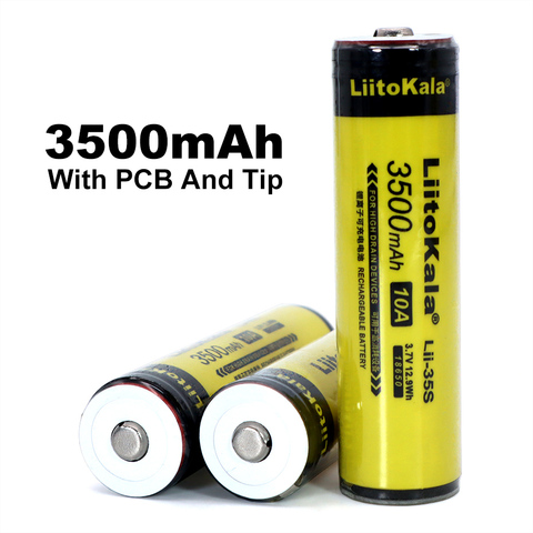 LiitoKala Lii-35S 18650 battery 3.7V lithium ion 3500mAh lithium battery suitable for flashlight PCB protection ► Photo 1/5