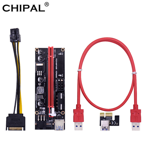 CHIPAL VER009 60CM USB3.0 PCI-E Riser Card 009S PCI Express 1X to 16X Extender Adapter Card SATA 15pin to 6 pin Power for Mining ► Photo 1/6