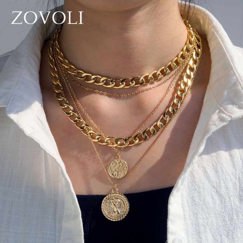 Vnox Women Chic Padlock Pendant Charm Necklaces, Gold Color