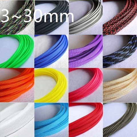PET Expandable Cable Sleeve 2mm ~ 30mm Tight Braided High Density Hardness Insulate Line Protect Wire Wrap Gland Sheath Colorful ► Photo 1/6