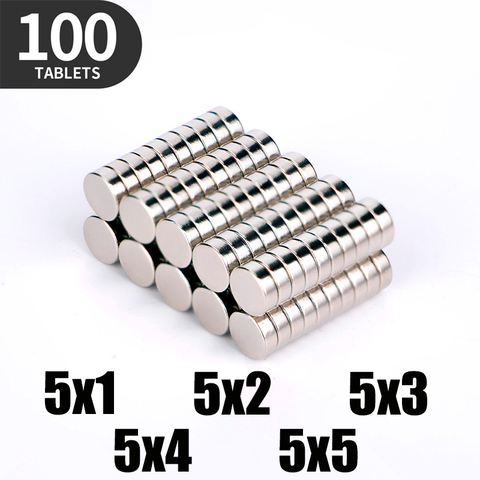 100Pcs Mini Small N35 Round Magnet 5x1 5x1.5 5x2 5x3 5x4 5x5 mm Neodymium Magnet Permanent NdFeB Super Strong Powerful Magnets ► Photo 1/6