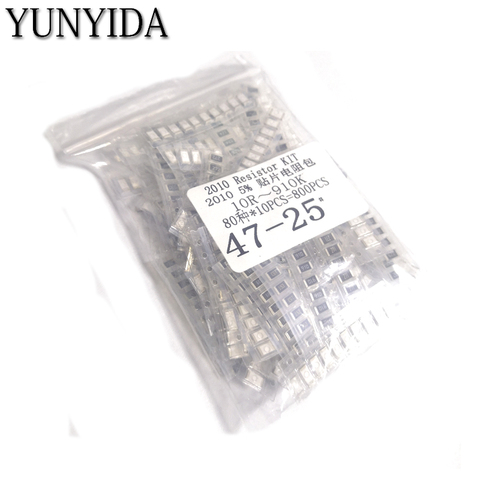 800pcs   2010 SMD Resistor Kit Assorted Kit 1ohm-1M ohm 5% 80valuesX 10pcs=800pcs Sample Kit ► Photo 1/1