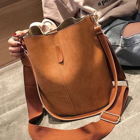 Brand design luxury ladies bucket PU shoulder bag single shoulder large capacity messenger broadband female solid color handbag ► Photo 1/6