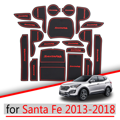 Anti-Slip Rubber Gate Slot Cup Mat for Hyundai Santa Fe 2013 2014 2015 2016 2017 2022 DM Maxcruz Grand SantaFe Car Accessories ► Photo 1/6