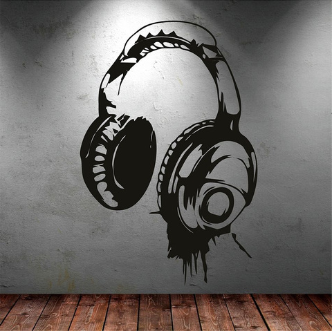 Headphones Music DJ Wall Stickers Art Design Wall Decal Available In Different Colors Wallpaper Decor Kids Bedroom Mural 874 ► Photo 1/4