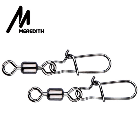 MEREDITH 50pcs/lot Stainless Steel Fishing Connector Pin Bearing Rolling Swivel Snap Pins Fishhook Lure Sea Fishing Accessories ► Photo 1/5