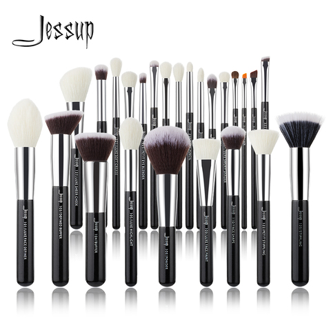 Jessup Makeup brushes set Black/Silver Professional with Natural Hair Foundation Powder Eyeshadow Make up Brush Blush 6pcs-25pcs ► Photo 1/6
