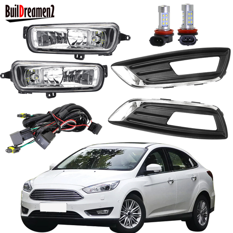 Car Front Bumper Fog Light Assembly Lampshade H11 Bulb Harness Wire Bracket Cover For Ford Focus Mk3 2015 2016 2017 2022 ► Photo 1/6