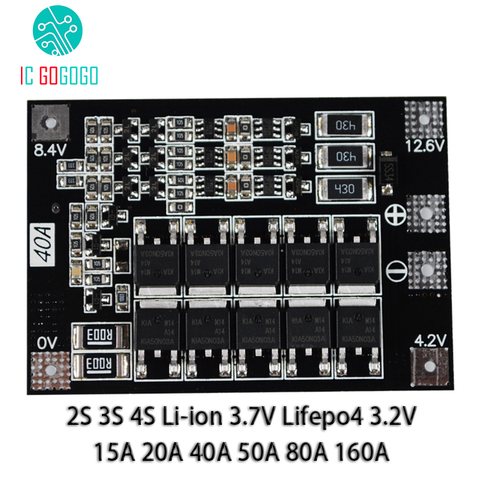 2S 3S 4S Li-ion 3.7V Lifepo4 3.2V 18650 Lithium Battery Protection Board Balance 15A 20A 50A 80A 160A BMS drill lamp motor start ► Photo 1/6