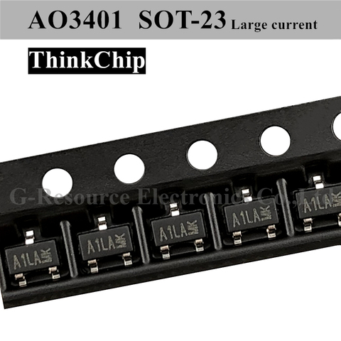 AO3401 A1LA SOT-23 SMD LARGE CURRENT Power field effect tube Transistor P-Channel MOS-FET 3401 ► Photo 1/1