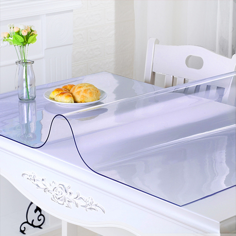 Transparent PVC Tablecloth 1.0mm thick cover protector Tablecloth Transparent Waterproof Tablew oilproof table covers home ► Photo 1/6