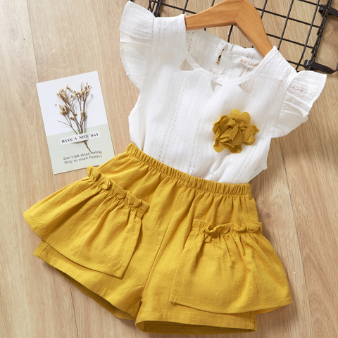 Menoea Summer Girls Clothing sets Children's clothing Girl Sleeveless T-shirt + Pant Fashion Style New Arrival Kids clothes ► Photo 1/6