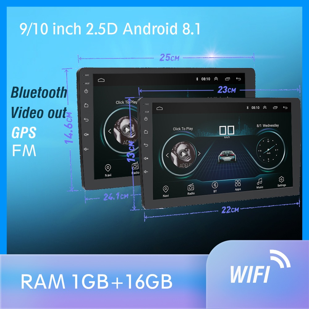 9 Zoll Autoradio 2.5D Doppel 2DIN Android 8.1 GPS Navi Touchscreen USB Bluetooth