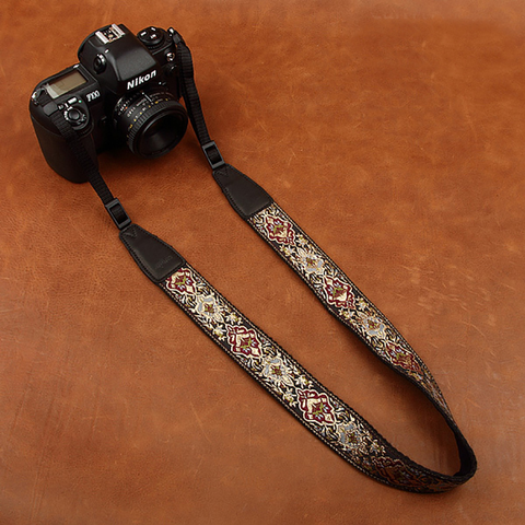 Cam-in 8411 embroidered camera strap soft cotton digital camera neck strap leather lanyard adjustable length ► Photo 1/5