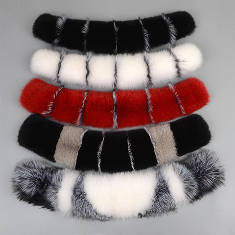 Large Size Fur Collar Real Fox Fur Collar For Women Coat Jacket Hat Striped Winter Ladies Scarf Shawl Femal Neck Cap Warm Collar ► Photo 1/6