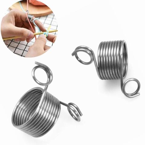 2 Size Stainless Steel Knitting Tools Finger Wear Thimble Yarn Spring Guides Braided  Knuckle Assistant DIY Sewing Accessories ► Photo 1/5