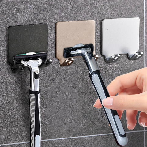 1/2/3PCS Punch Free Shaving Razor Holder Men Shaving Shaver Storage Hook Wall Shelf Bathroom Razor Rack Wall Kitchen Accessories ► Photo 1/6