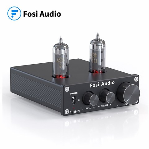 Fosi Audio P1 Tube Amplifier HiFi Stereo Buffer Preamp 6K4 Valve & Vacuum with Treble & Bass Tone Control For Smart Home ► Photo 1/6