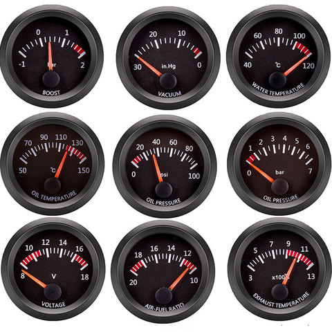 52mm boost gauge water temp oil temp oil pressure turbo pressure gauges voltmeter air fuel ratio EGT car meter exhaust gas temp ► Photo 1/6