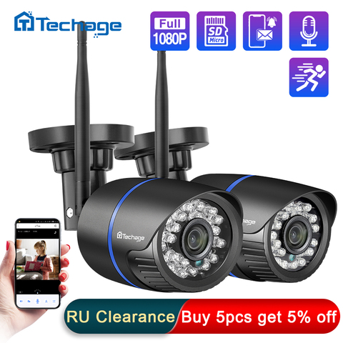 Techage Wireless Wifi IP Camera 2MP 1080P Audio Record Security Camera P2P Onvif CCTV Outdoor Video Surveillance TF Card ► Photo 1/6