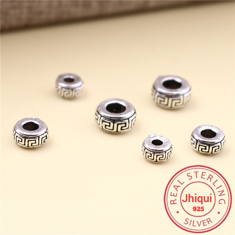 Real 925 Sterling Silver Separate Spacer Beads for DIY Bracelet Necklace Retro Loose Beads Fine Jewelry Accessories Findings ► Photo 1/5