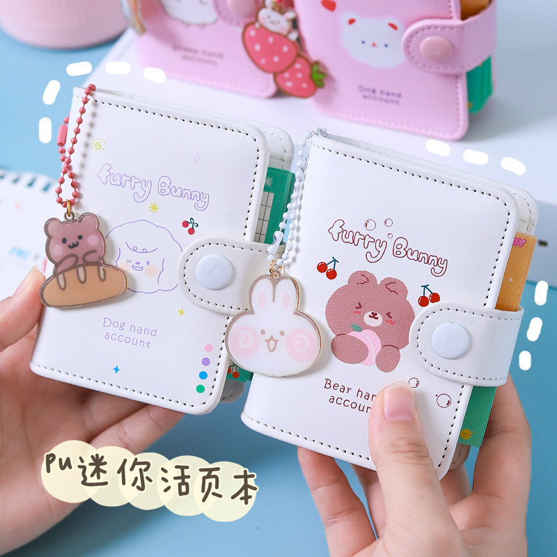 Kawaii 3 Ring Loose-Leaf Mini Cartoon Girl Pocket Diary Notebooks Agenda To Do 