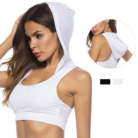 Women Sport Tank Crop Tops Fashion Hooded Athletic Vest Gym Fitness Sports Bras Running Female Girls Sprots Short Tees ► Photo 1/6