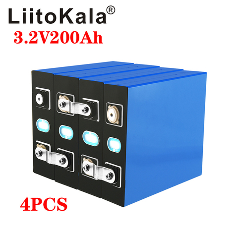LiitoKala 4pcs 3.2v 200ah lifepo4 battery 12v200ah lithium cell phosphate solar iron eu usa russia fast delivery tax free ► Photo 1/6