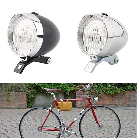 Retro Vintage Bicycle 3LED Front Light Headlight Safety Warning Night Light Bike Decoration Black Silver ► Photo 1/6