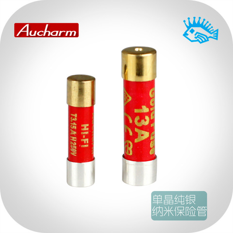 1pcs Aucharm HiFi fever grade single crystal sterling silver nano fuse gold-plated cap audio fuse 5x20mm 6x25mm ► Photo 1/5