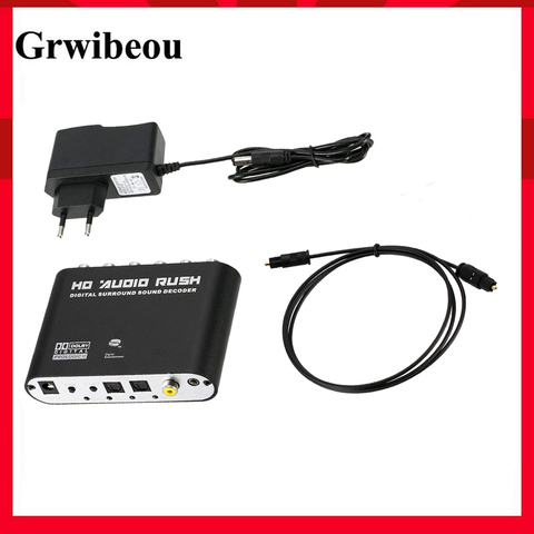 Grwibeou 5.1 Channel Stereo Digital To Analog AC3 Audio Converter Optical SPDIF Coaxial AUX 3.5mm 2 6RCA Sound Decoder Amplifier ► Photo 1/6