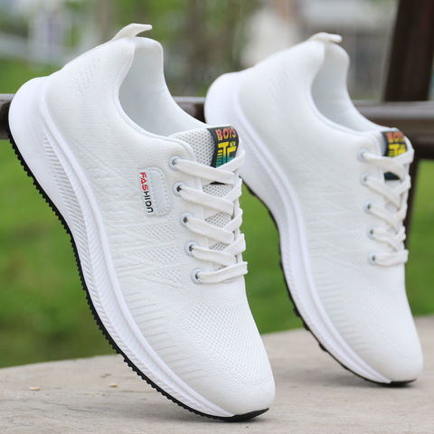 Men's shoes new lace-up mesh white shoes sports shoes men's fashion casual flat shoes driving shoes outdoor work shoes ► Photo 1/5