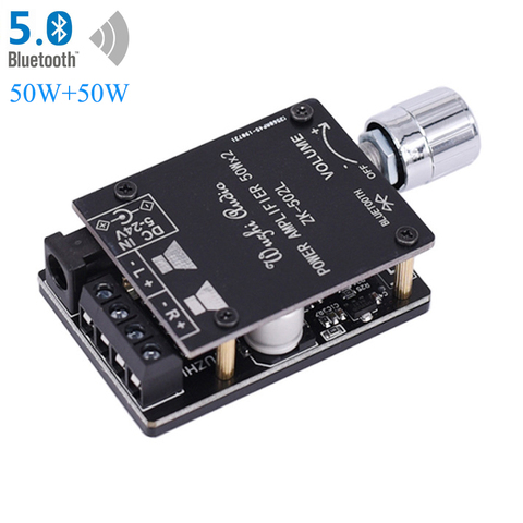 2*50W Bluetooth 5.0 Power Amplifier Board Digital Audio HiFi Stereo Dual Channel Class D AMP for Speakers 30W~200W ► Photo 1/6