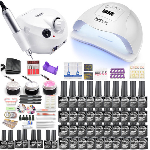 Manicure Set Gel Nail Polish Set with UV Nail Lamp and Nail Drill Machine For Gel Nail Set 40/30/20/10 Color Nail Polish Kit ► Photo 1/6