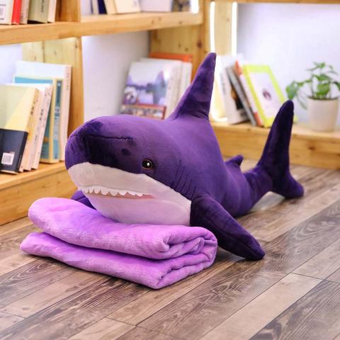 60-140cm Big Plush Shark From Russia Shark Plush Toys with blanket Stuffed Dolls Soft Animal Pillow Kids Baby Toys Birthday Gift ► Photo 1/6