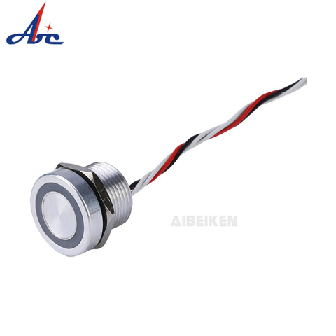 IP68 waterproof 16mm NO flat head momentary Ring led illuminated piezo touch switch 300mm wired sealed angel light piezo switch ► Photo 1/6