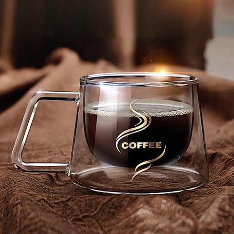 Transparent Double Bottom Glass Coffee Cup Milk Whiskey Tea Beer Heat Resistant Cocktail Vodka Wine Mug Drinkware Tumbler Cups ► Photo 1/6