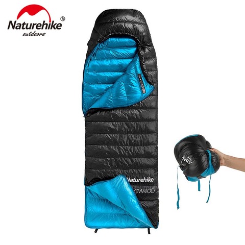 Naturehike 0 Degree Outdoor Goose Down Envelope Style Sleeping Bag Waterproof Ultralight Camping Sleeping Bags Warm Winter Black ► Photo 1/6