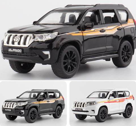 Diecast 1:32 Scale Toyota prado Models Of Cars Metal Model Sound And Light Pull Back SUV 6 Doors Can Be Opened For Kids Toys ► Photo 1/6